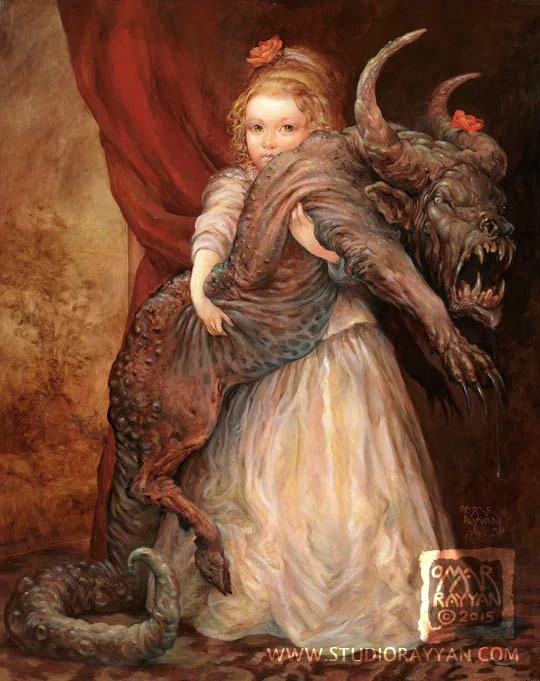 Portrait of a girl with pet demon